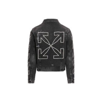 Off-White Men’ s SS22 Printing Denim Jacket Black