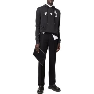Off-White Men’ s SS22 Printing Hooded Long Sleeves Version Black