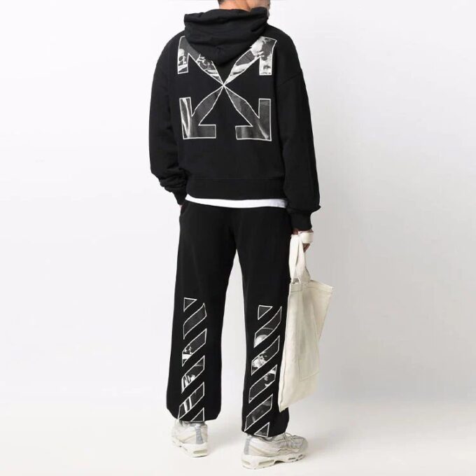 Off-White Men’ s SS22 Printing Straight Loose Casual Long Pants/Trousers Black