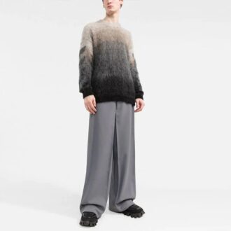 Off-White Men’ s SS22 Round Neck Gradient Pullover Wool Sweater Gray