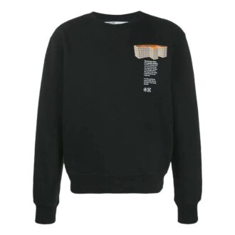 Off-White Men’ s SS22 Round Neck Pattern Alphabet Printing Pullover Long Sleeves Version Black