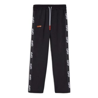 Off-White Men’ s SS22 Side Logo Lacing Straight Sports Pants/Trousers/Joggers Ordinary Version Black