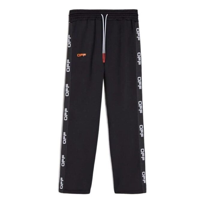 Off-White Men’ s SS22 Side Logo Lacing Straight Sports Pants/Trousers/Joggers Ordinary Version Black