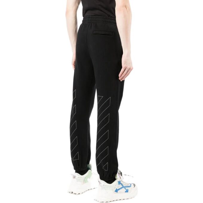 Off-White Men’ s SS22 Solid Color Alphabet Logo Printing Sports Pants/Trousers/Joggers Version Black