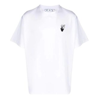 Off-White Men’ s SS22 Solid Color Arrow Logo Printing Round Neck Short Sleeve Loose Fit White T-Shirt