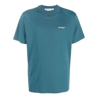 Off-White Men’ s SS22 Solid Color Arrow Logo Printing Short Sleeve Version Blue T-Shirt