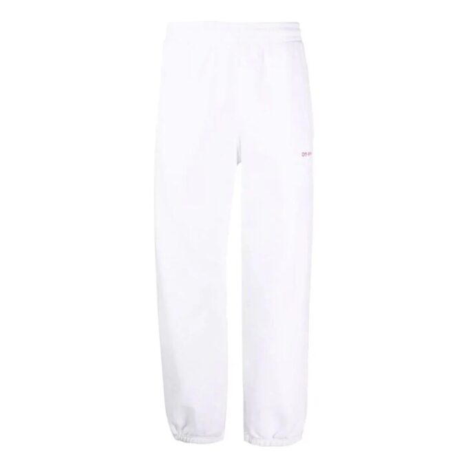 Off-White Men’ s SS22 Solid Color Arrow Pattern Sports Pants/Trousers/Joggers Loose Fit White