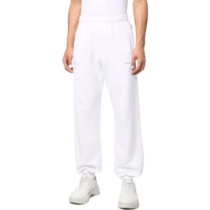 Off-White Men’ s SS22 Solid Color Arrow Pattern Sports Pants/Trousers/Joggers Loose Fit White