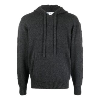 Off-White Men’ s SS22 Solid Color Back logo Printing Hooded Long Sleeves Gray