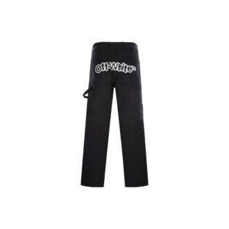 Off-White Men’ s SS22 Solid Color Cargo Straight-Leg Casual Pants/Trousers Black