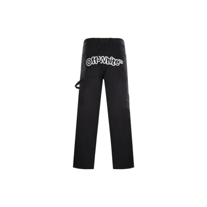 Off-White Men’ s SS22 Solid Color Cargo Straight-Leg Casual Pants/Trousers Black