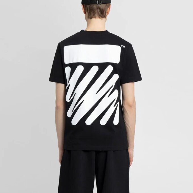 Off-White Men’ s SS22 Solid Color Cotton Printing Short Sleeve Black T-Shirt