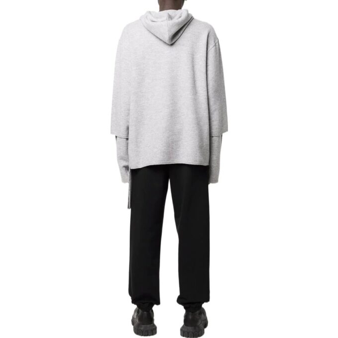 Off-White Men’ s SS22 Solid Color Cozy Drawstring Hooded Long Sleeves Gray