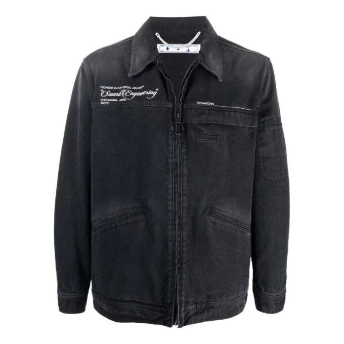 Off-White Men’ s SS22 Solid Color Denim Dark Grey Jacket