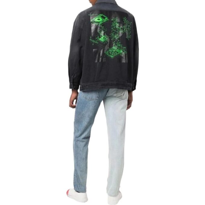 Off-White Men’ s SS22 Solid Color Denim Dark Grey Jacket