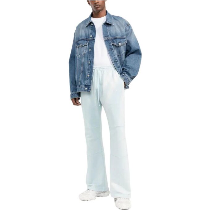 Off-White Men’ s SS22 Solid Color Drawstring Lacing Sports Pants/Trousers/Joggers Light Blue