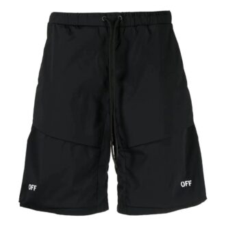 Off-White Men’ s SS22 Solid Color Drawstring Straight Shorts Black