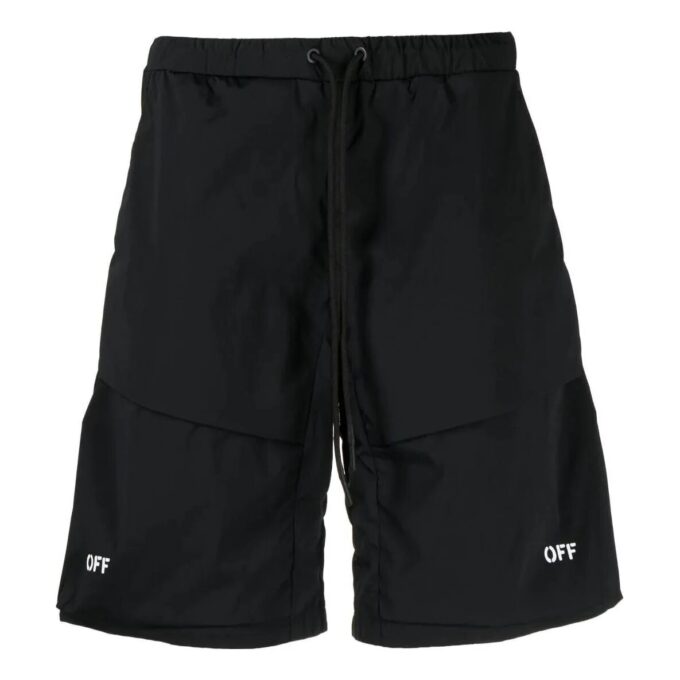 Off-White Men’ s SS22 Solid Color Drawstring Straight Shorts Black