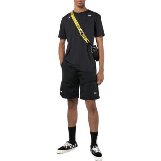 Off-White Men’ s SS22 Solid Color Drawstring Straight Shorts Black