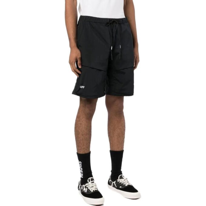Off-White Men’ s SS22 Solid Color Drawstring Straight Shorts Black