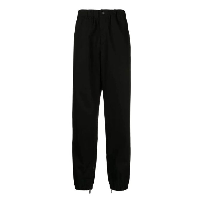 Off-White Men’ s SS22 Solid Color Elastic Waistband Straight Casual Pants/Trousers Version Black