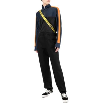 Off-White Men’ s SS22 Solid Color Elastic Waistband Straight Casual Pants/Trousers Version Black
