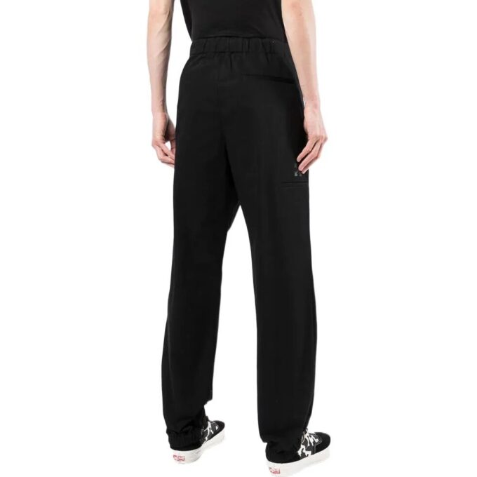 Off-White Men’ s SS22 Solid Color Elastic Waistband Straight Casual Pants/Trousers Version Black