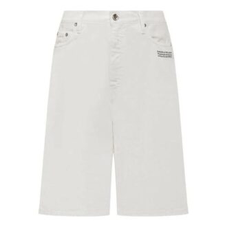 Off-White Men’ s SS22 Solid Color High Waist Casual Denim Shorts White