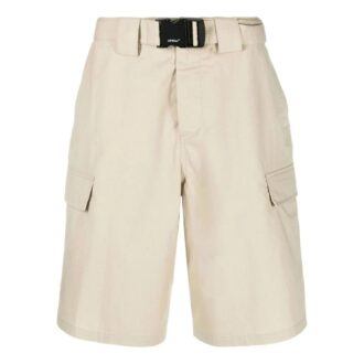 Off-White Men’ s SS22 Solid Color High Waist Minimalistic Bermuda Shorts Version Beige