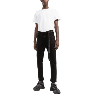 Off-White Men’ s SS22 Solid Color High Waist Straight-Leg Casual Pants/Trousers Black