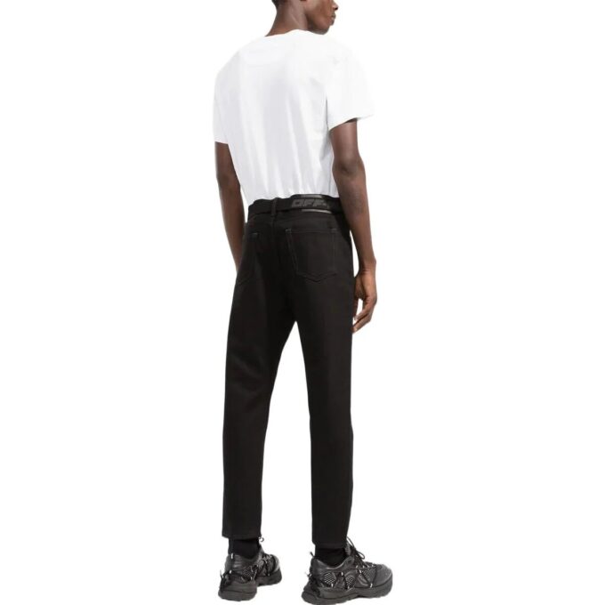 Off-White Men’ s SS22 Solid Color High Waist Straight-Leg Casual Pants/Trousers Black