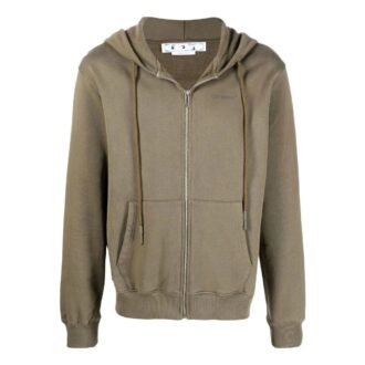 Off-White Men’ s SS22 Solid Color Hooded Zipper Autumn Green