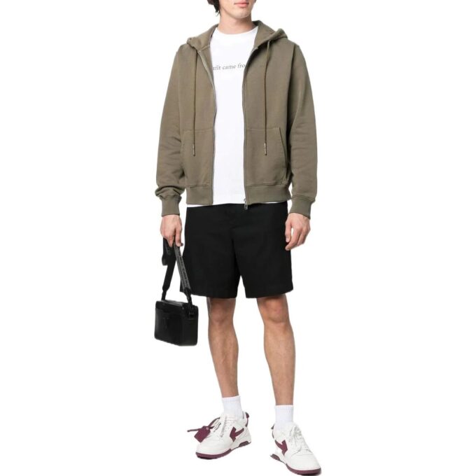 Off-White Men’ s SS22 Solid Color Hooded Zipper Autumn Green