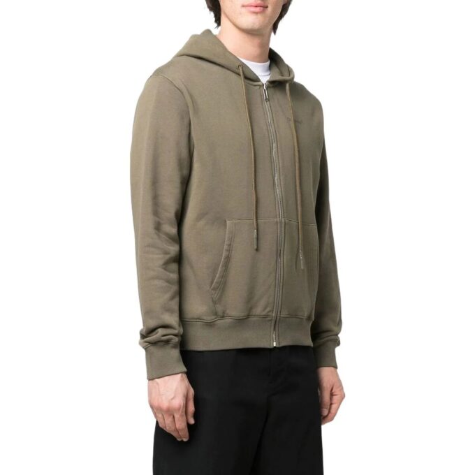 Off-White Men’ s SS22 Solid Color Hooded Zipper Autumn Green