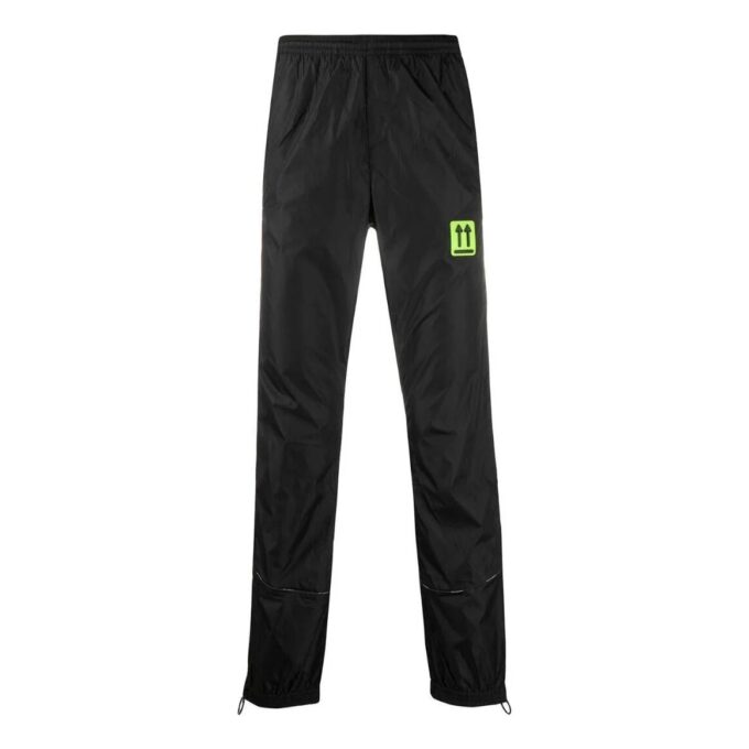 Off-White Men’ s SS22 Solid Color Label Elastic Waistband Sports Pants/Trousers/Joggers Version Black