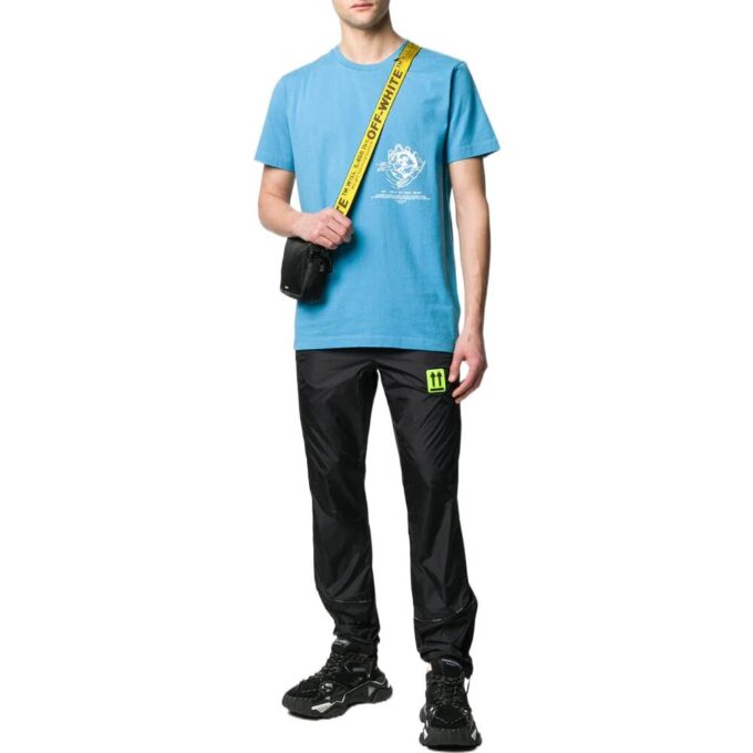 Off-White Men’ s SS22 Solid Color Label Elastic Waistband Sports Pants/Trousers/Joggers Version Black
