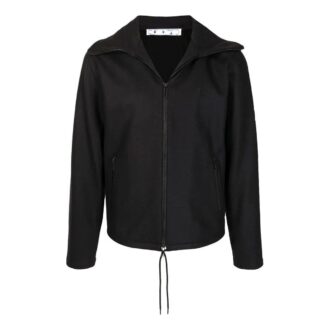 Off-White Men’ s SS22 Solid Color Logo Embroidered Lapel Version Black Jacket