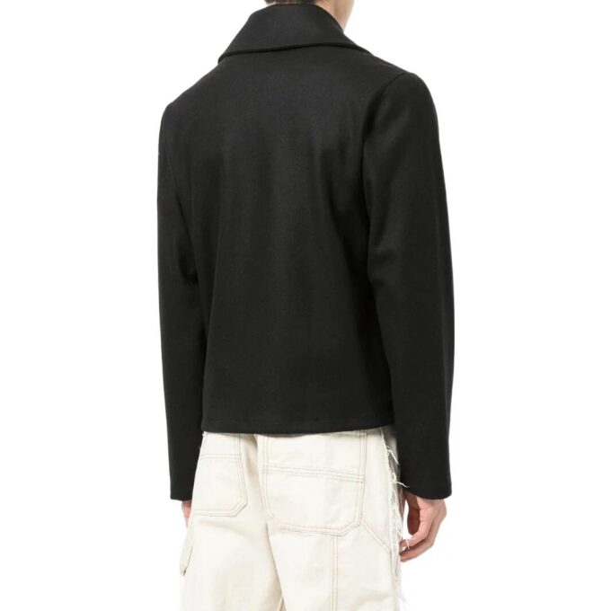 Off-White Men’ s SS22 Solid Color Logo Embroidered Lapel Version Black Jacket