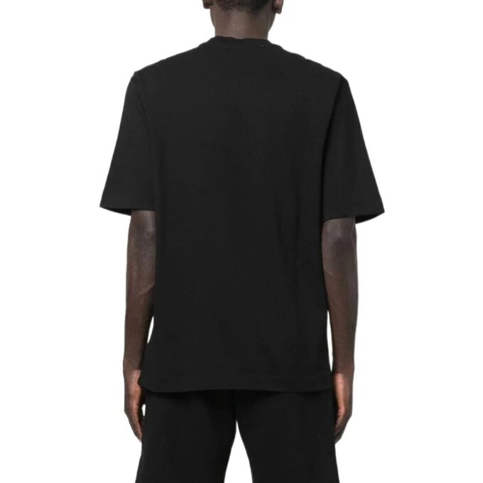 Off-White Men’ s SS22 Solid Color Logo Embroidered Short Sleeve Black T-Shirt