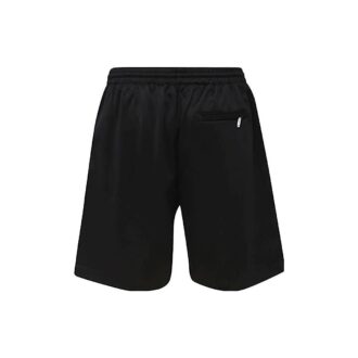 Off-White Men’ s SS22 Solid Color Logo Printing Elastic Waistband Straight Shorts Ordinary Version Black