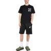 Off-White Men’ s SS22 Solid Color Logo Printing Elastic Waistband Straight Shorts Ordinary Version Black