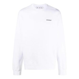 Off-White Men’ s SS22 Solid Color Logo Printing Round Neck Long Sleeves Version White