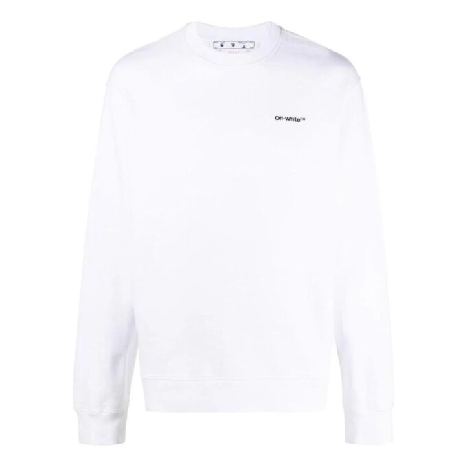 Off-White Men’ s SS22 Solid Color Logo Printing Round Neck Long Sleeves Version White