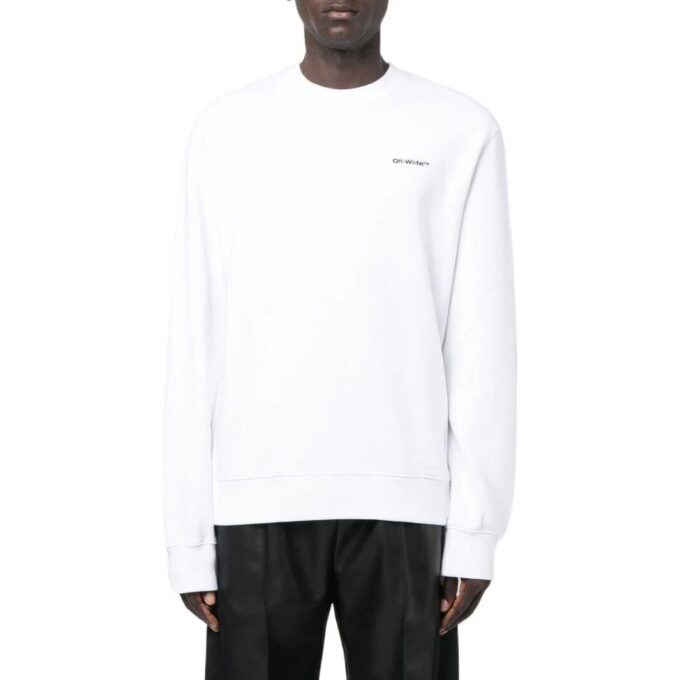 Off-White Men’ s SS22 Solid Color Logo Printing Round Neck Long Sleeves Version White