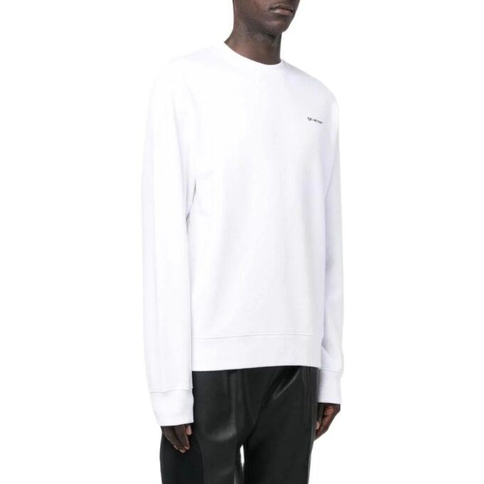 Off-White Men’ s SS22 Solid Color Logo Printing Round Neck Long Sleeves Version White