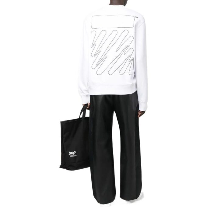 Off-White Men’ s SS22 Solid Color Logo Printing Round Neck Long Sleeves Version White