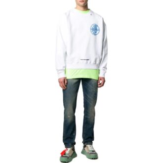 Off-White Men’ s SS22 Solid Color Logo Printing Round Neck Pullover Version White