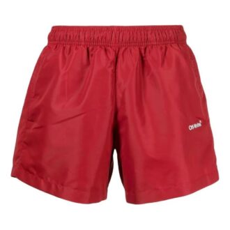 Off-White Men’ s SS22 Solid Color Logo Printing Shorts Red