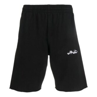 Off-White Men’ s SS22 Solid Color Logo Printing Sports Shorts Version Black