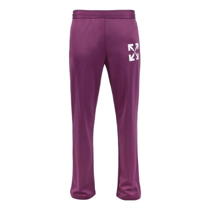 Off-White Men’ s SS22 Solid Color Logo Printing Straight-Leg Casual Pants/Trousers Loose Fit Purple